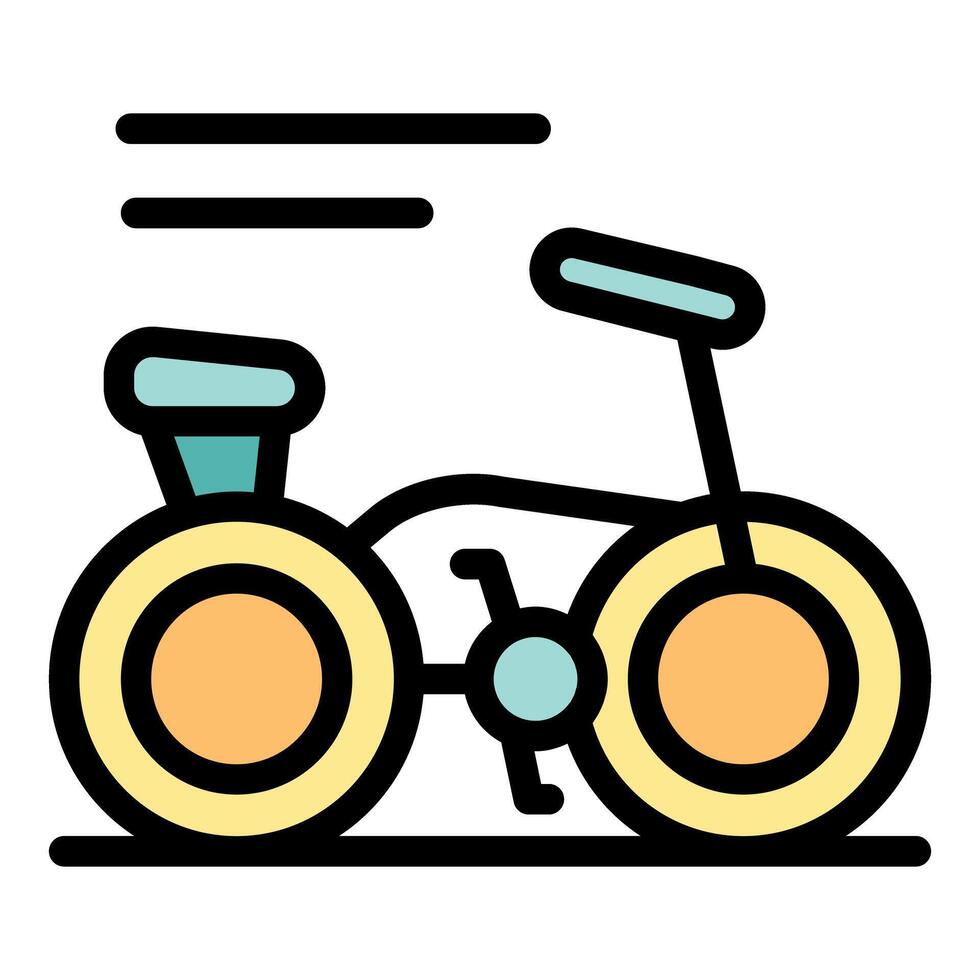 Fast moving bicycle with big wheels and speed lines representing motion and velocity vector