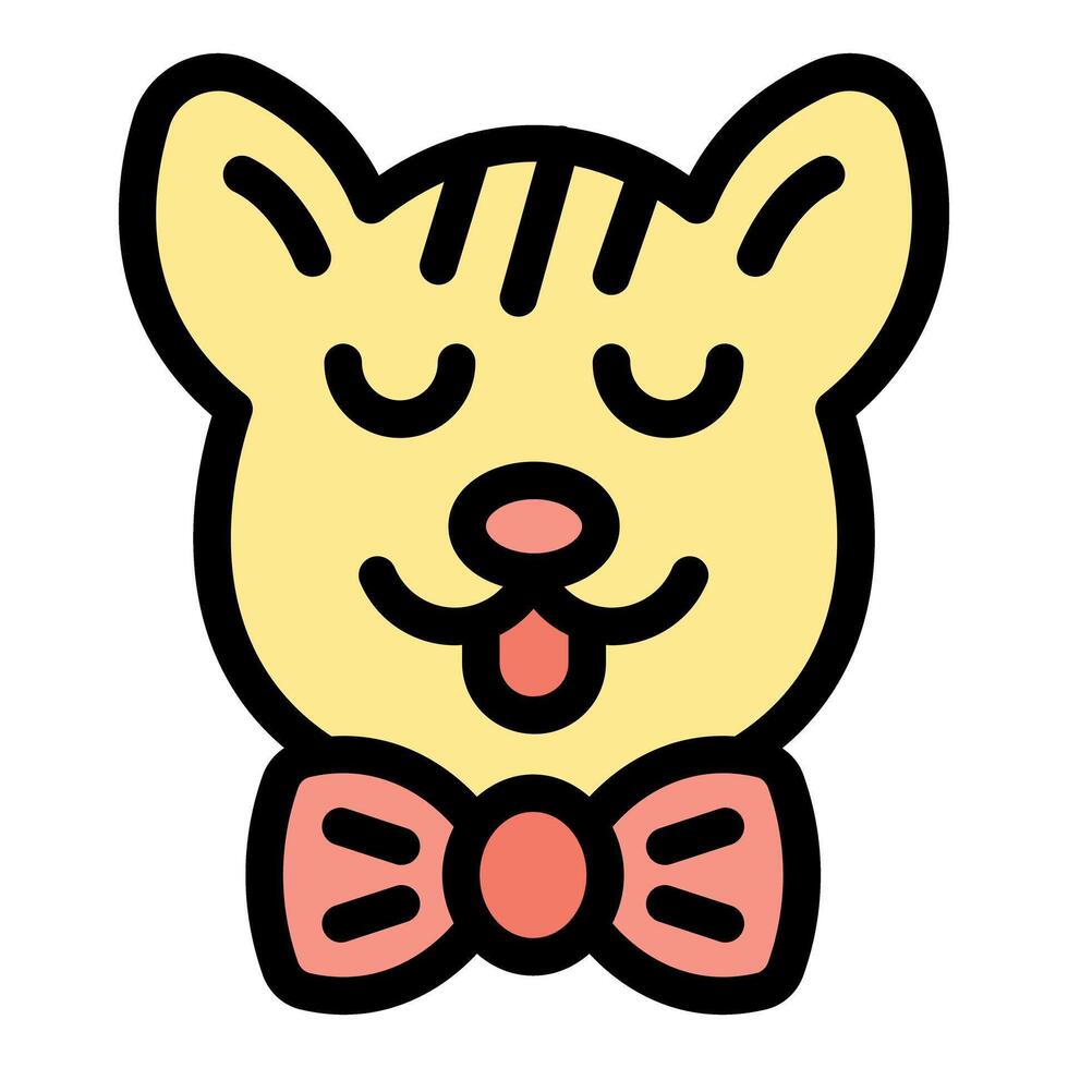 Cute cat wearing bow tie sticking out tongue vector