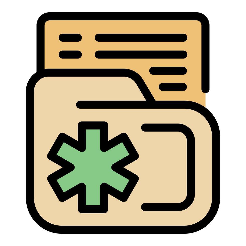 Medical record file folder storing patient healthcare information with star of life symbol vector