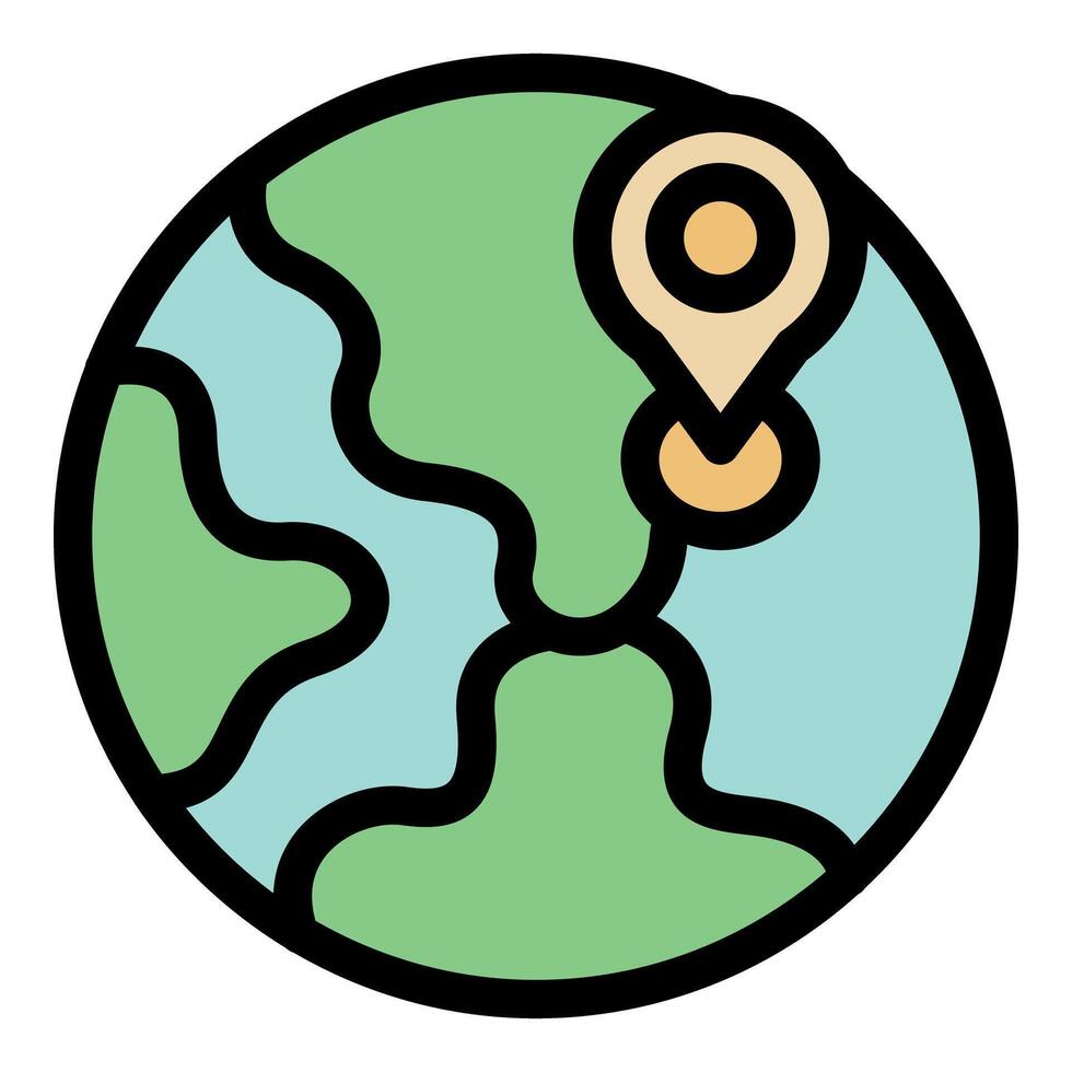 Global positioning system icon showing earth and location pin vector