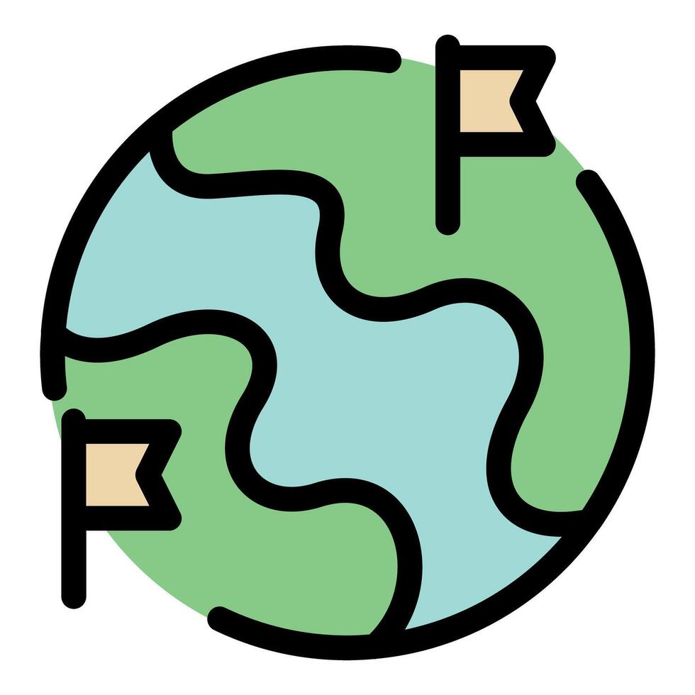 Flags marking locations on planet earth representing global business vector