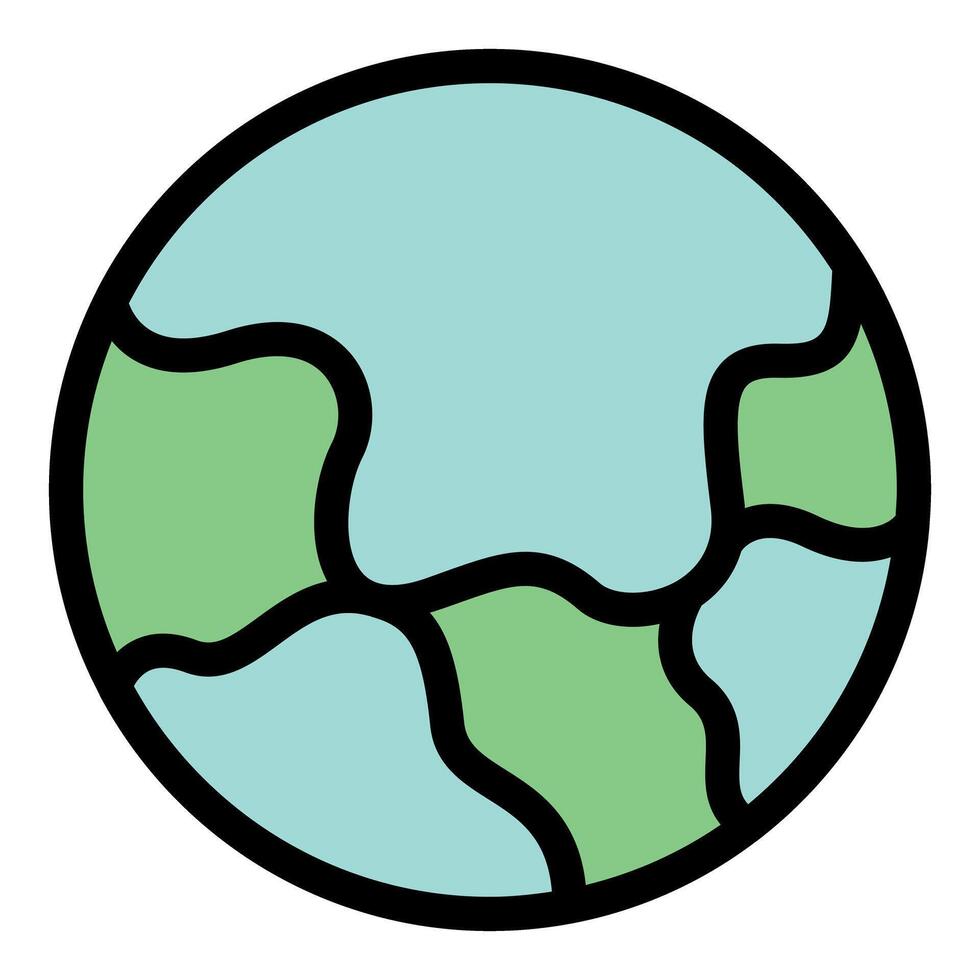 Planet earth showing continents and oceans, simple educational icon vector