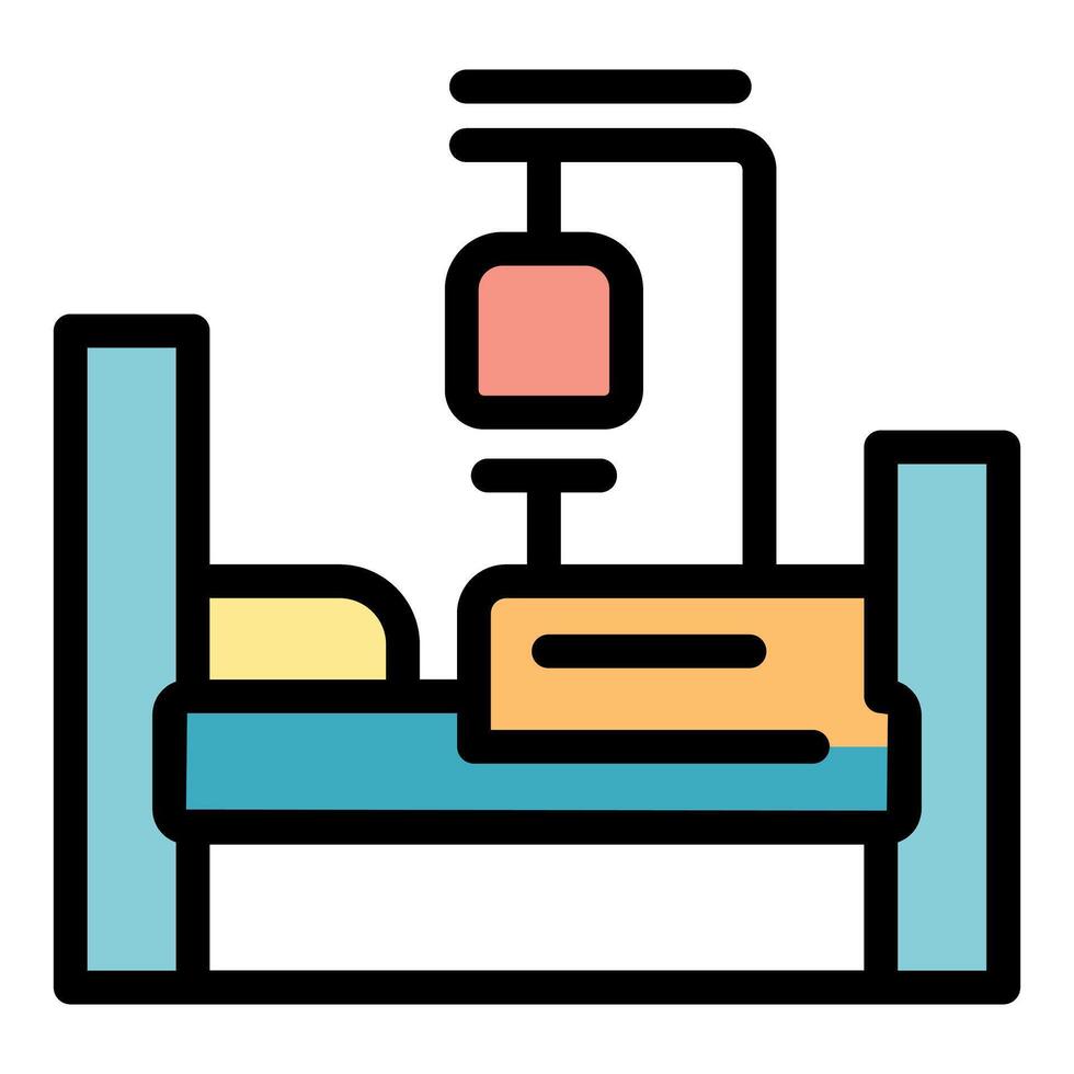 Hospital bed with intravenous therapy drip representing healthcare and recovery vector