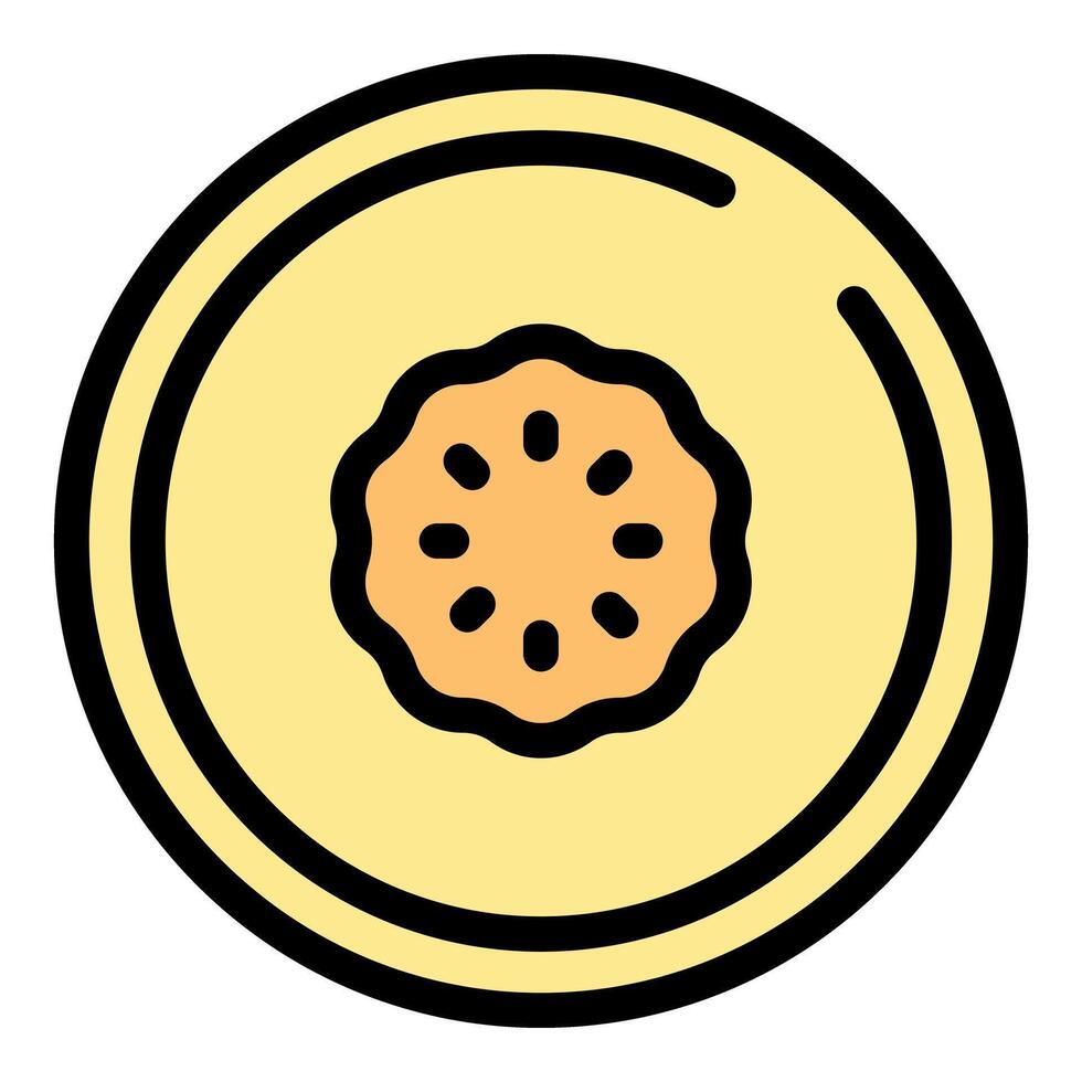 Round slice of melon showing seeds and flesh icon vector