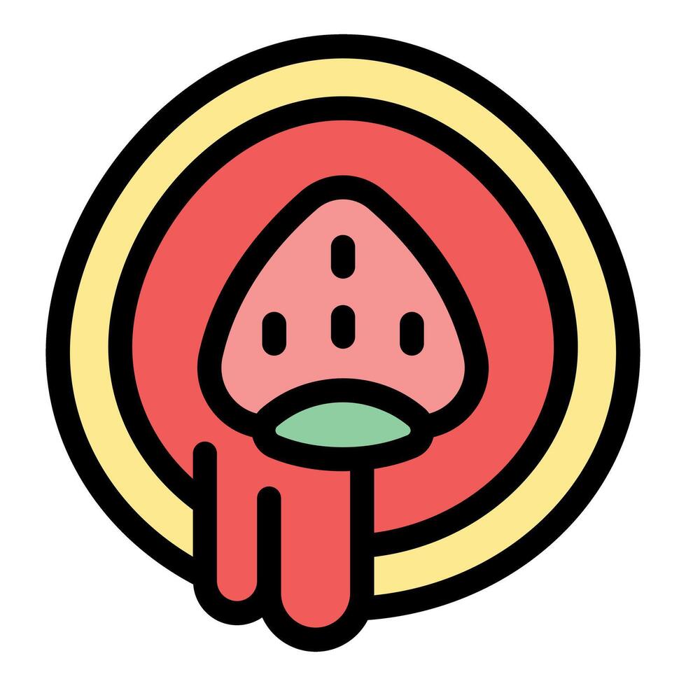 Strawberry dipped in cream filling a circle with melted cream dripping down vector
