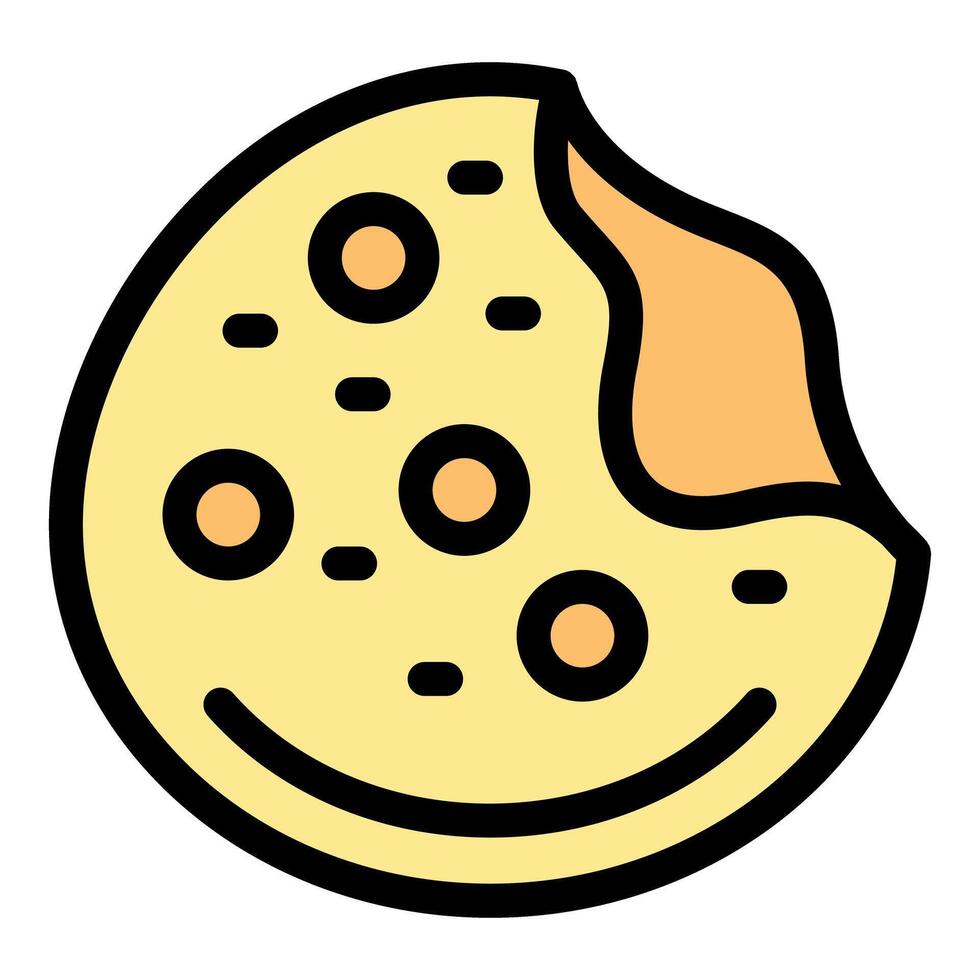 Delicious cookie with chocolate chips being eaten showing a bite vector
