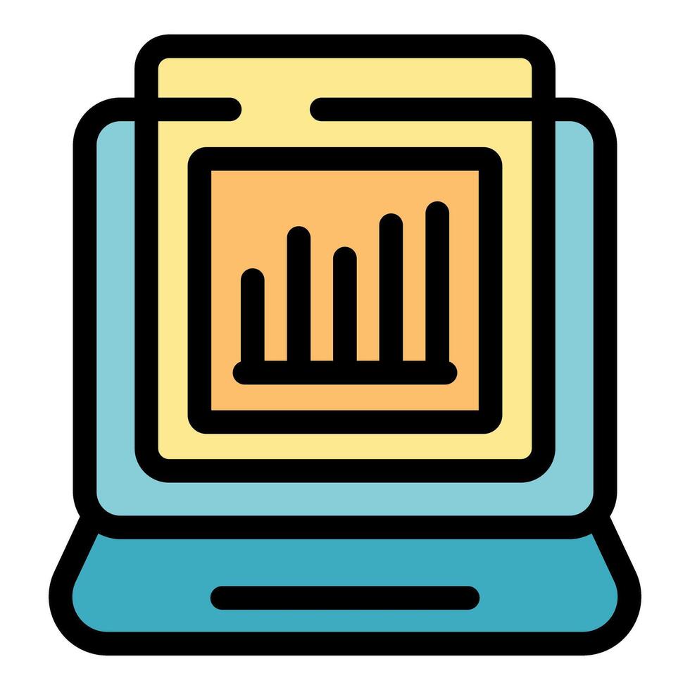 Laptop showing growing bar chart representing financial success vector