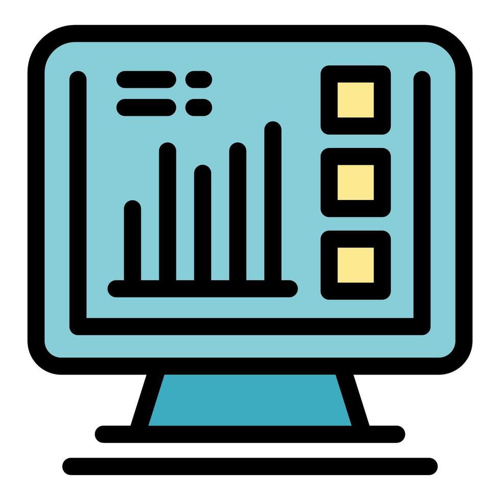 Computer monitor displaying growing bar graph and data analysis interface vector