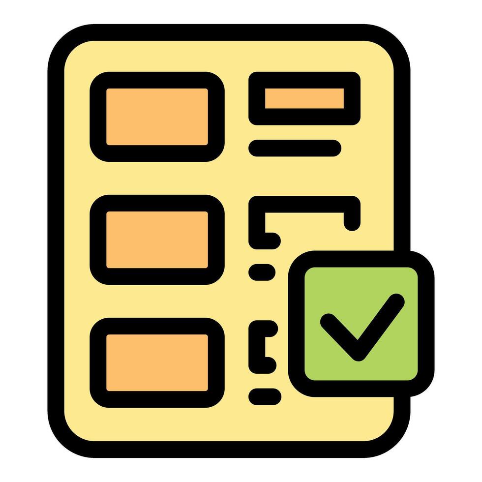 Completing online survey form with checkmark indicating final choice vector