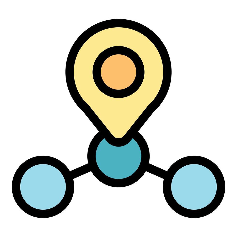 ubicación alfiler conectando dos puntos representando datos compartiendo y red conectividad vector