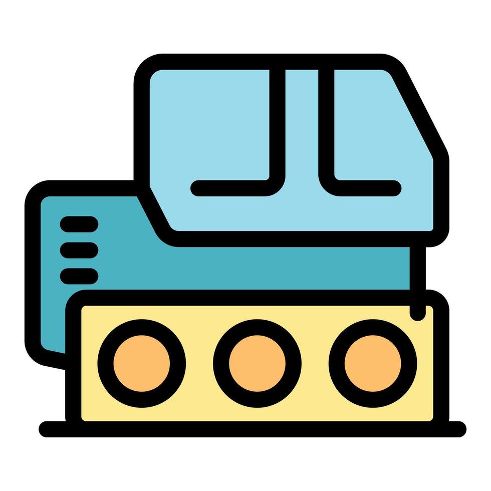Futuristic combine harvester cultivating field icon illustration vector