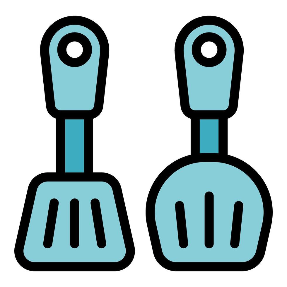 Kitchen utensils set with spatula and slotted spoon for cooking and serving vector