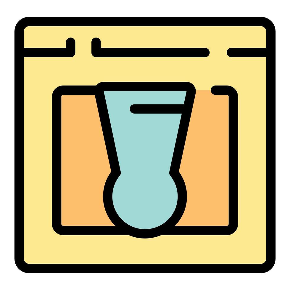 Online chemistry experiment showing erlenmeyer flask on website page vector