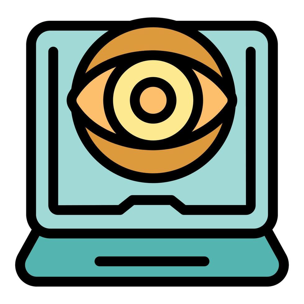Laptop showing eye symbol representing online surveillance vector