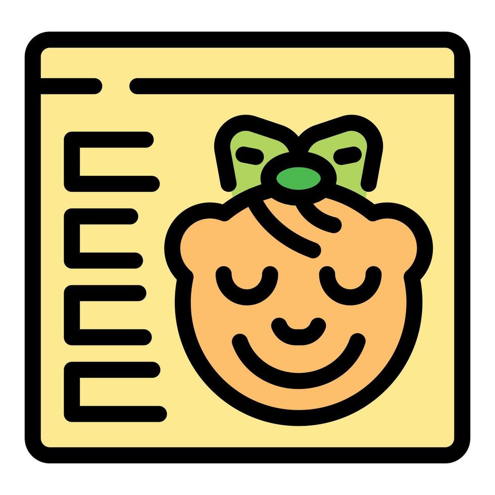 Baby girl face smiling with bow on digitalized medical record document vector