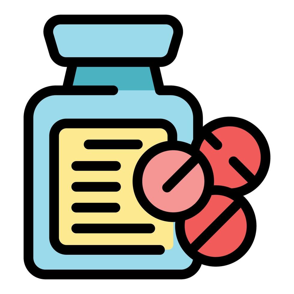 Medical pills dropping out of pill bottle with label vector