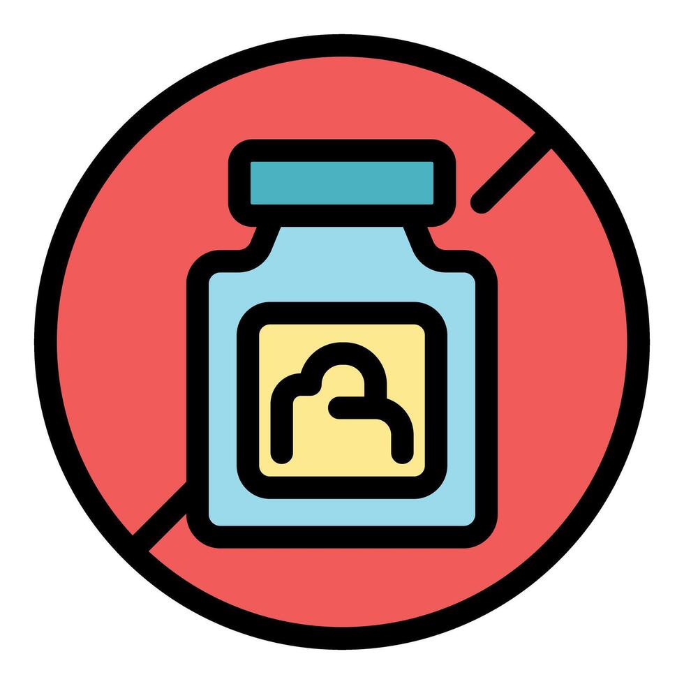 No drugs allowed, red crossed circle over drugs container signifying prohibition vector
