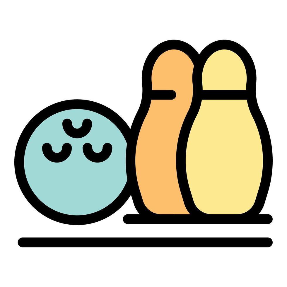 Bowling ball aiming at two bowling pins on bowling lane vector