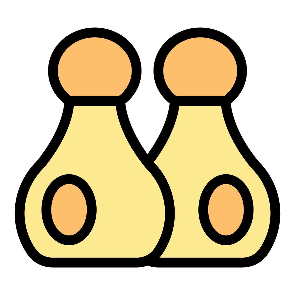 Two yellow perfume bottles with orange label and cap forming the letter m vector