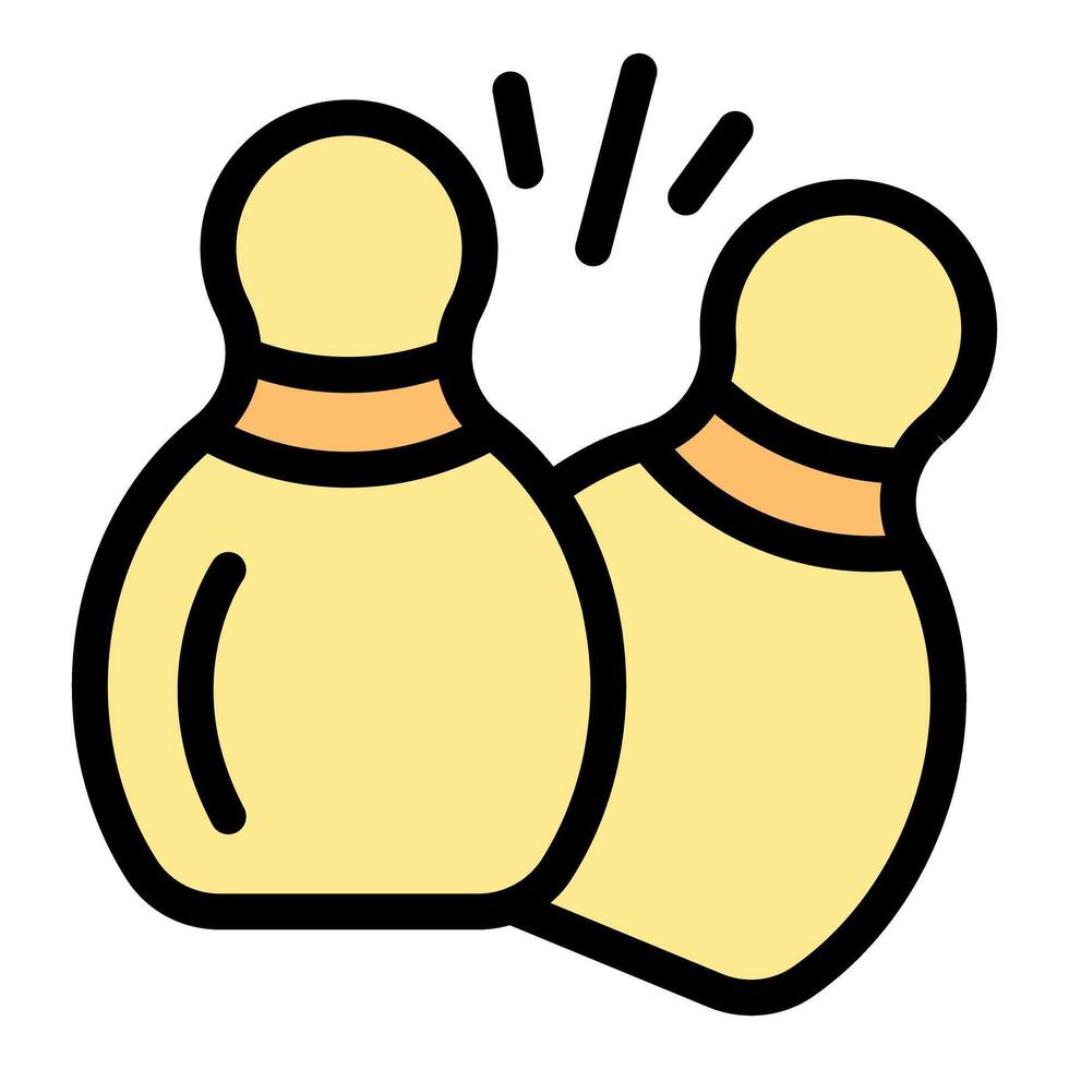 Bowling pins colliding with striking impact and dynamic energy vector