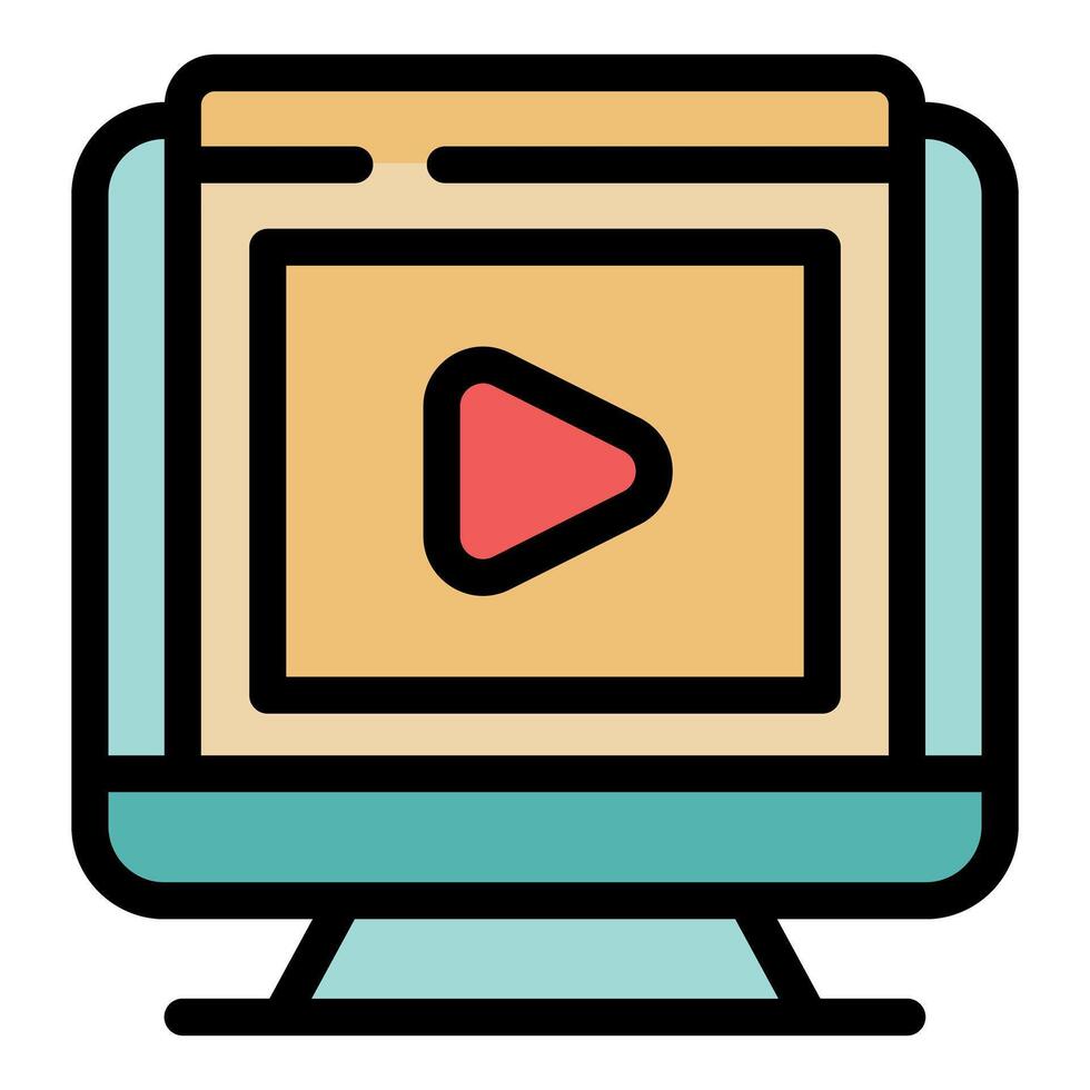 Desktop computer displaying streaming player interface vector