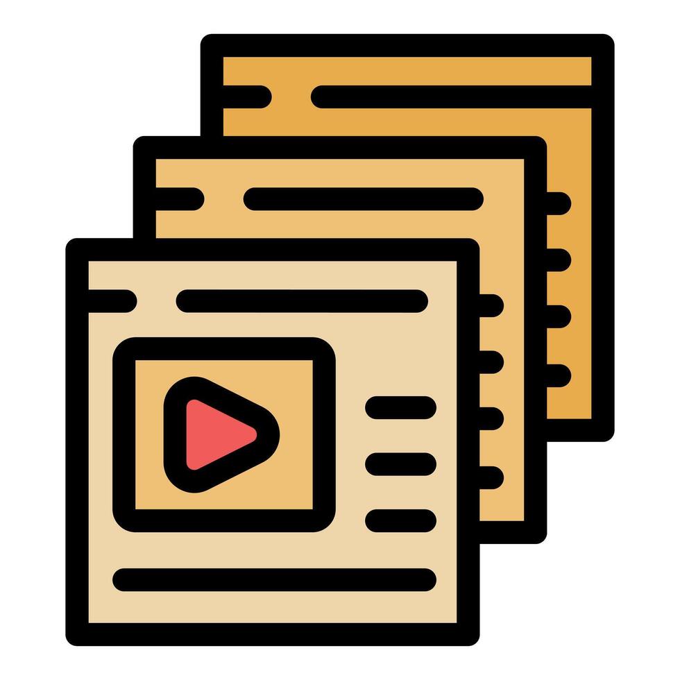 Stack of multimedia content representing online streaming platform vector