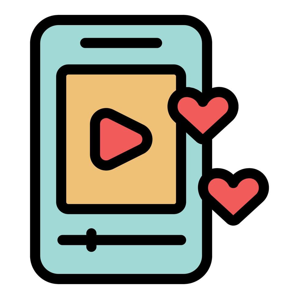 Smartphone showing player with floating hearts, expressing love for online content vector