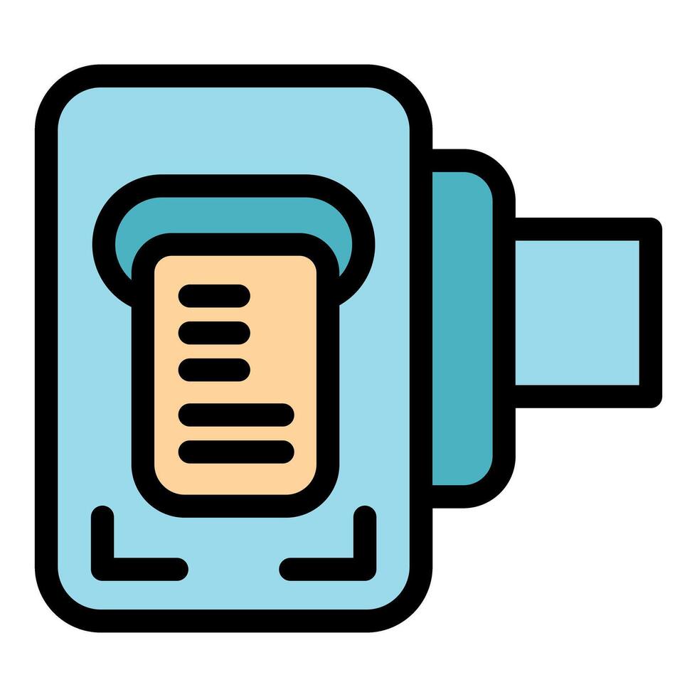 Portable printer printing a document with alignment marks vector