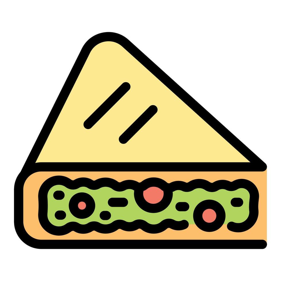 Toasted sandwich with green filling and slices of tomato vector