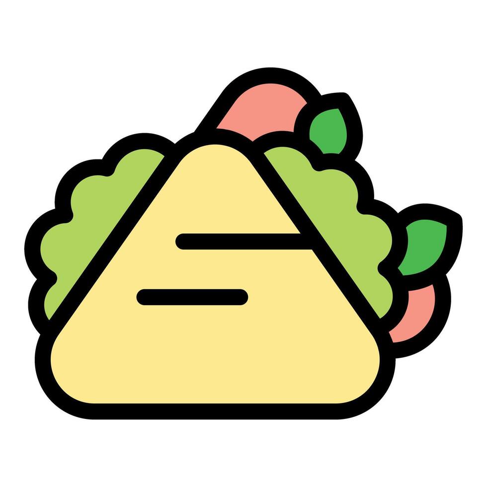 Delicious taco with vegetables filling representing mexican cuisine vector