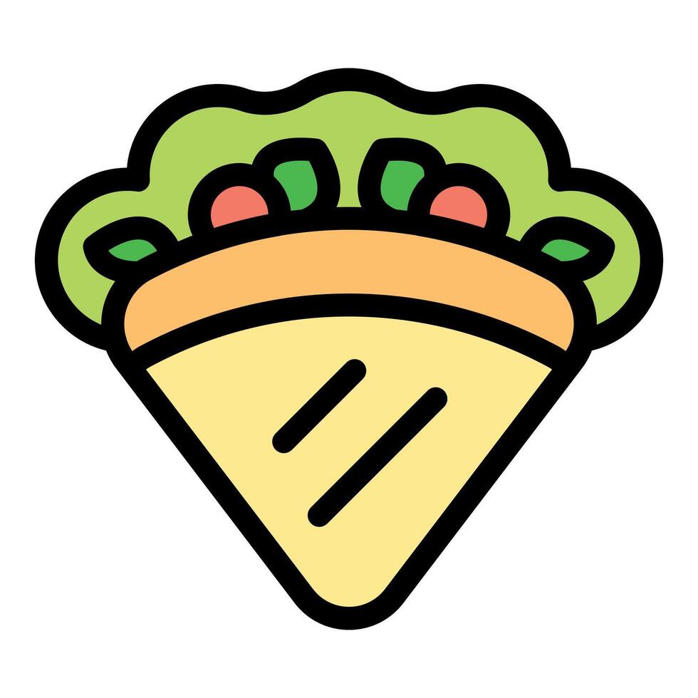 Delicious crepe filled with vegetables and sauce filling icon vector
