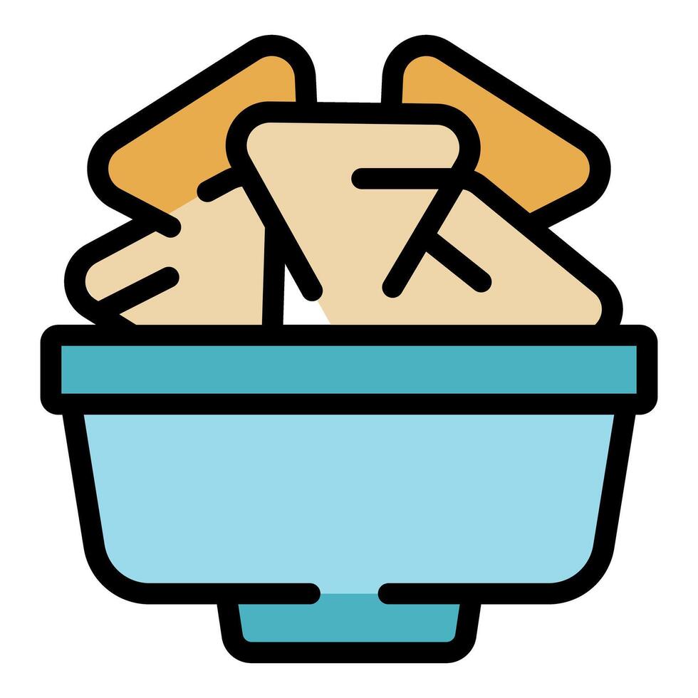 Bowl overflowing with crispy and crunchy nachos chips vector