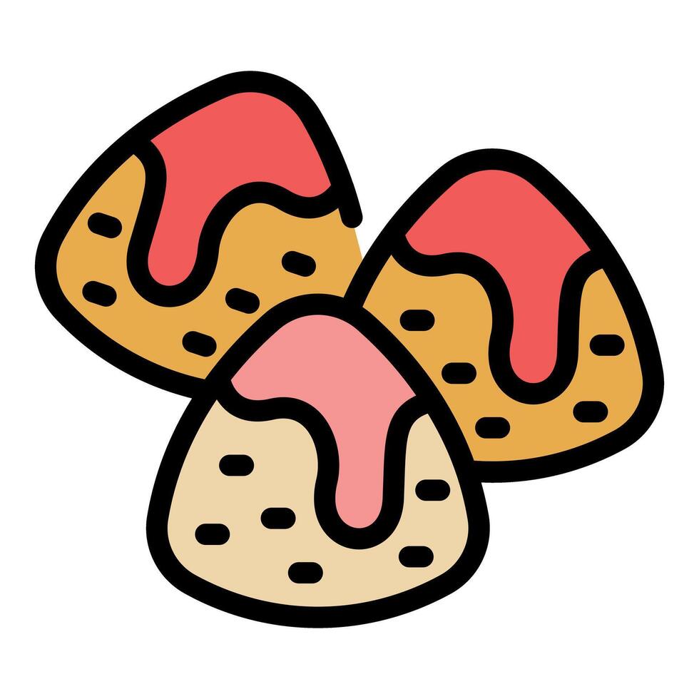 Delicious churros pastries with drizzling chocolate and strawberry sauce vector