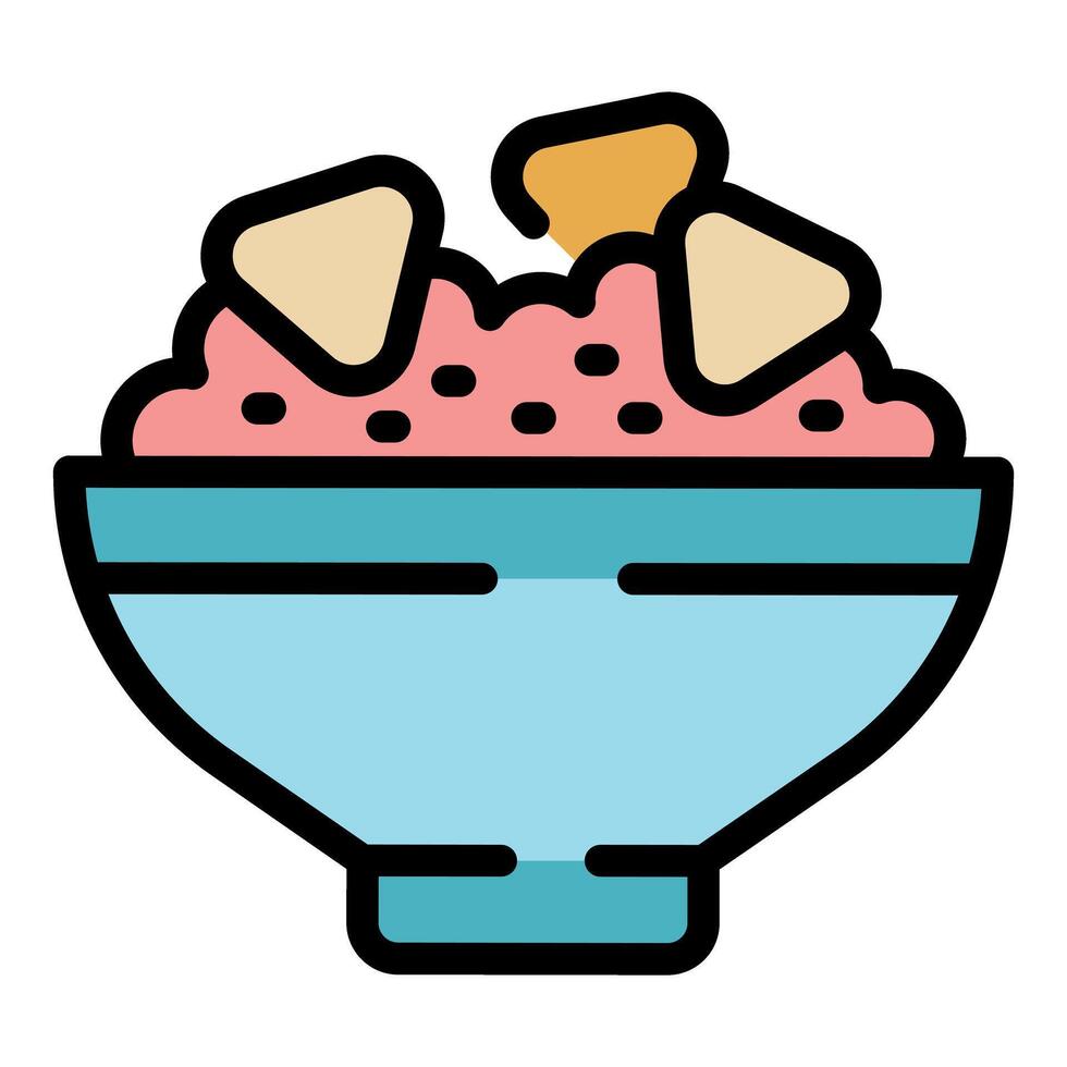 Bowl containing delicious risotto with parmesan cheese flakes vector