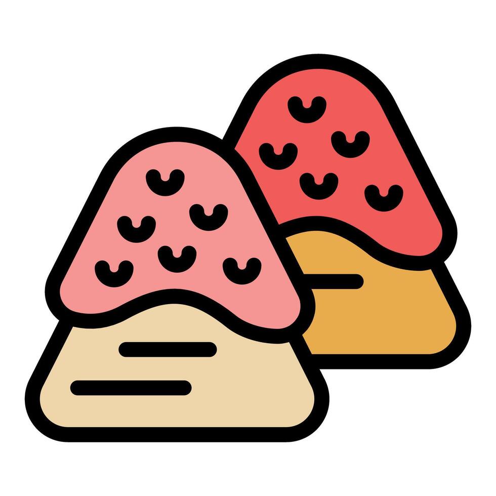 Two colorful strawberry mochi representing japanese rice cakes dessert vector