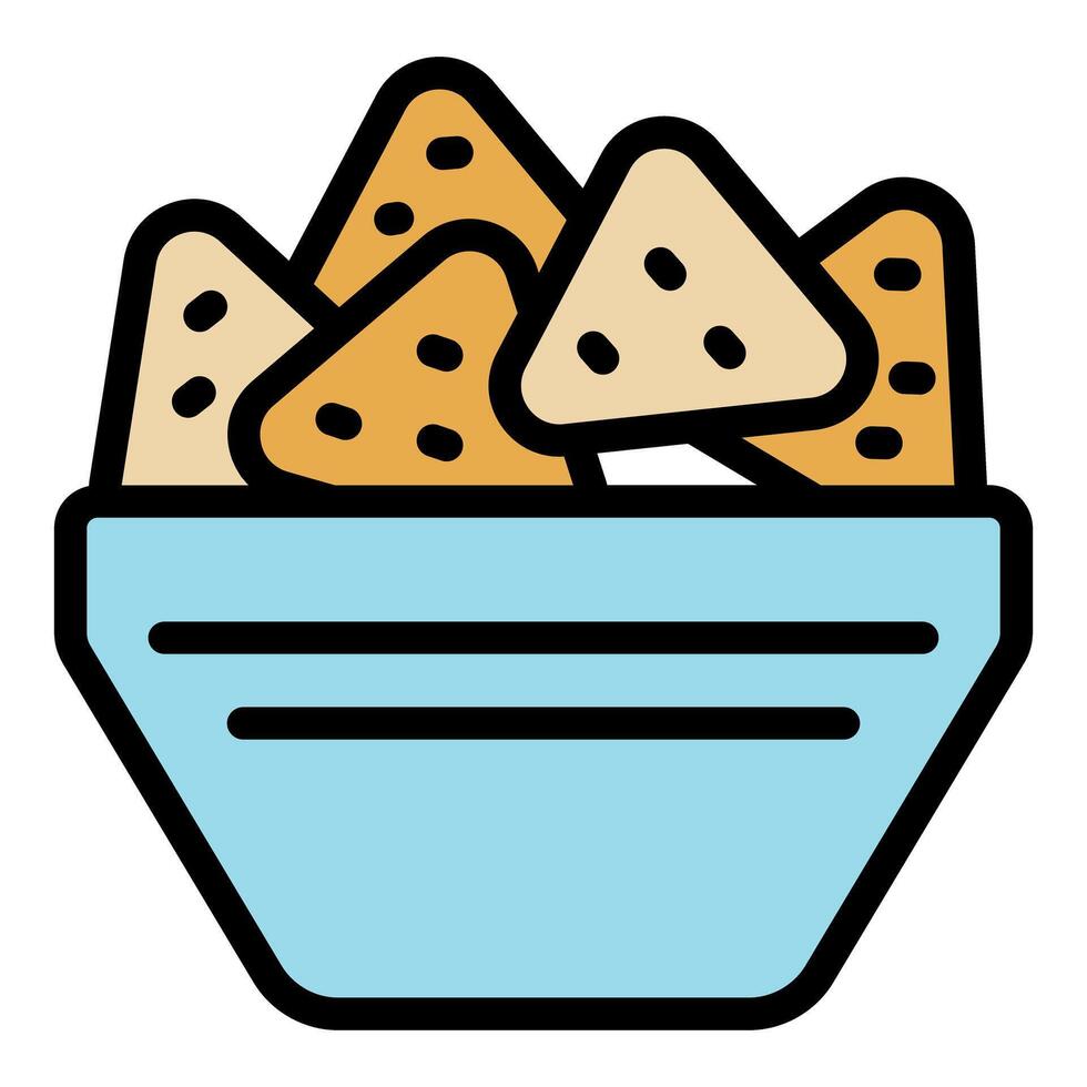 Bowl containing delicious crispy nachos chips for snacking vector