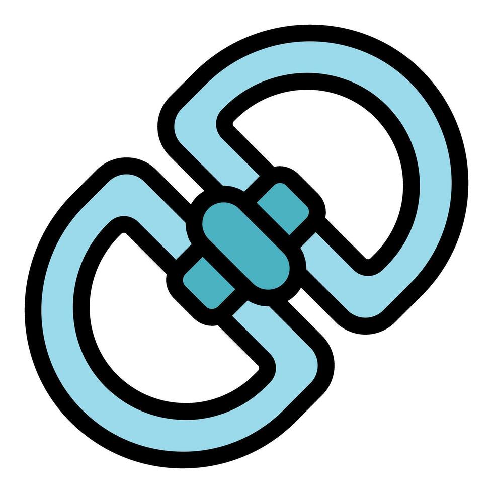 Climbing carabiner keeping climbers safe during ascent vector
