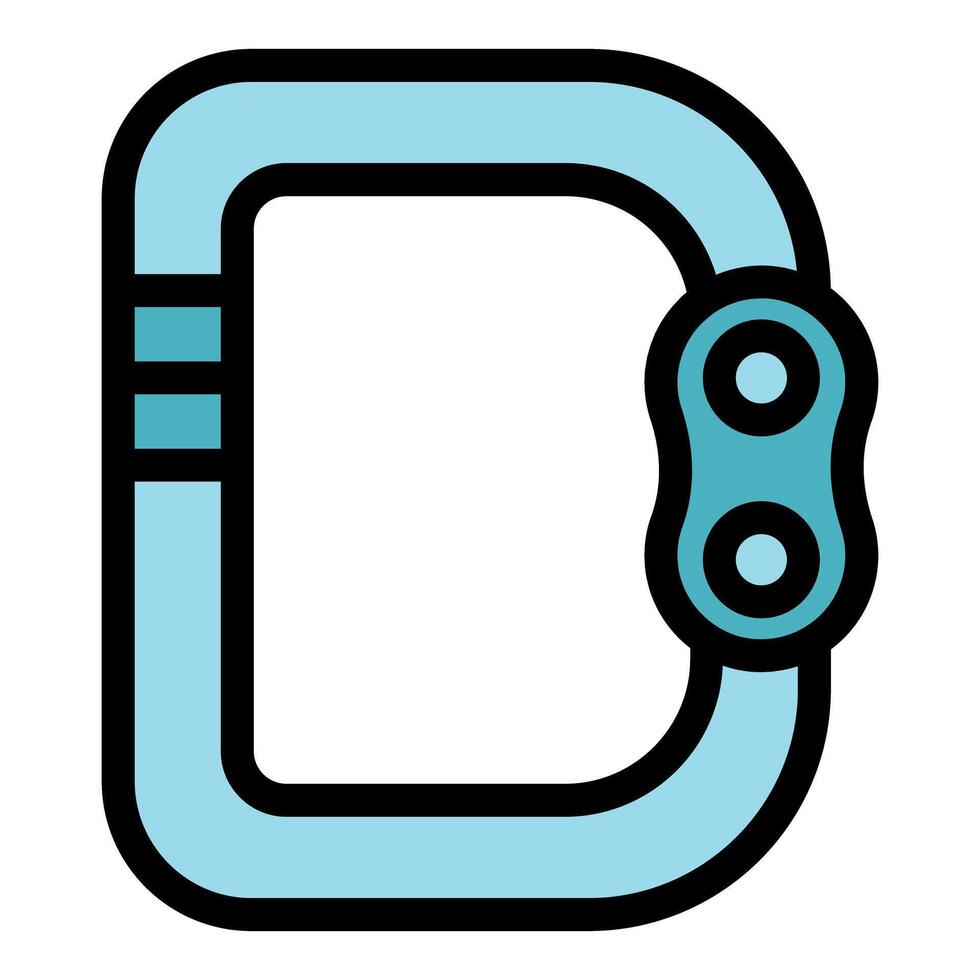 Climbing carabiner keeping climbers safe during ascent vector