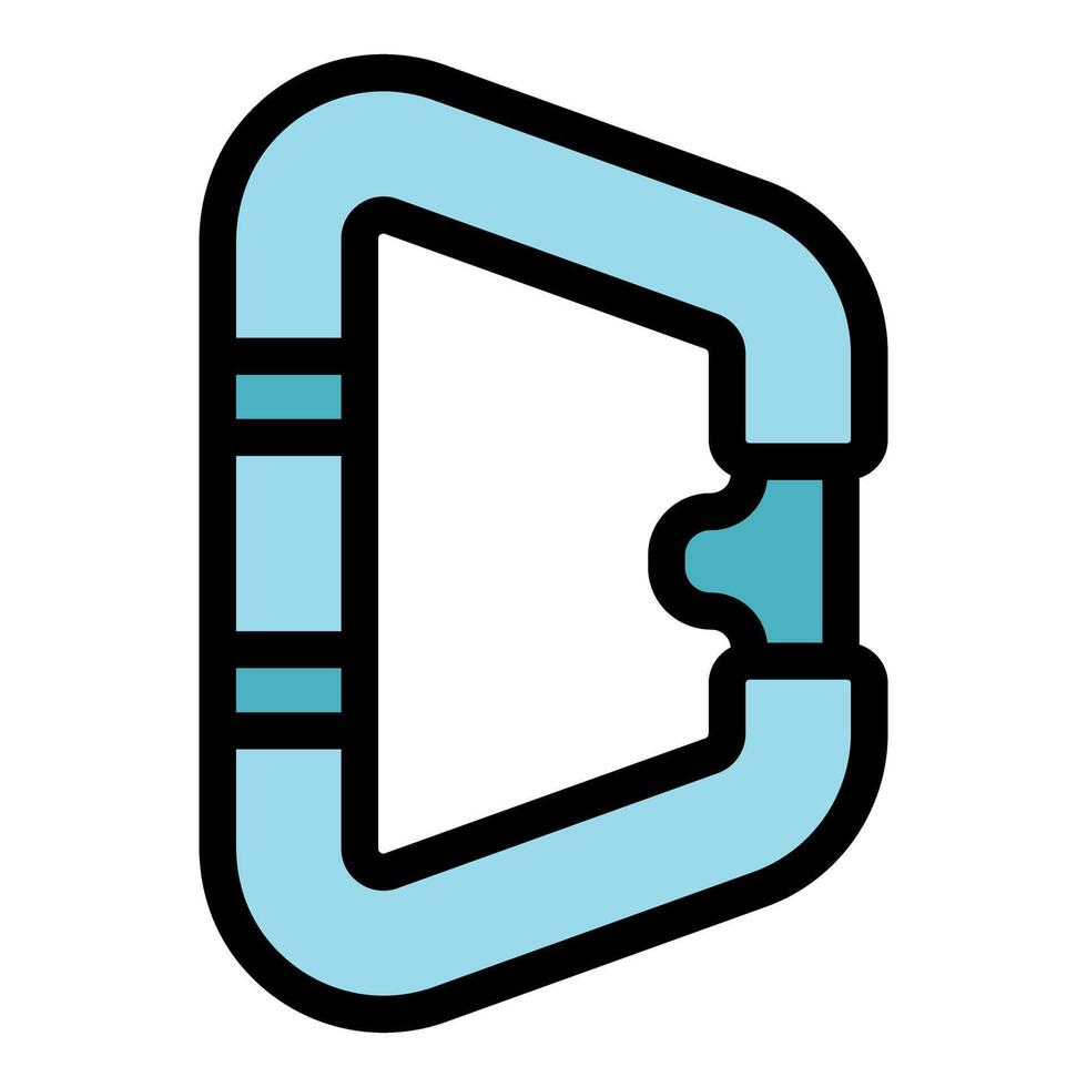 Climbing carabiner keeping climbers safe during ascent vector
