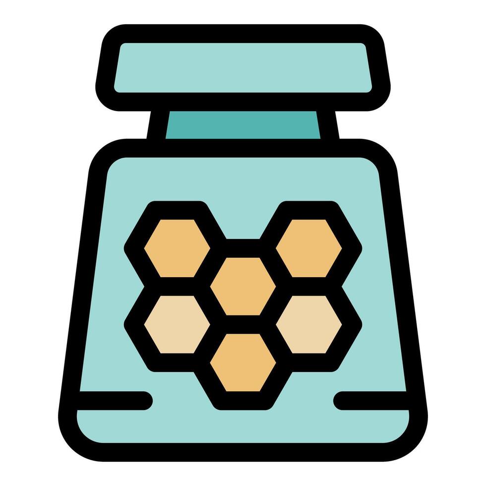 Honey jar with honeycomb pattern preserving freshness and flavor vector