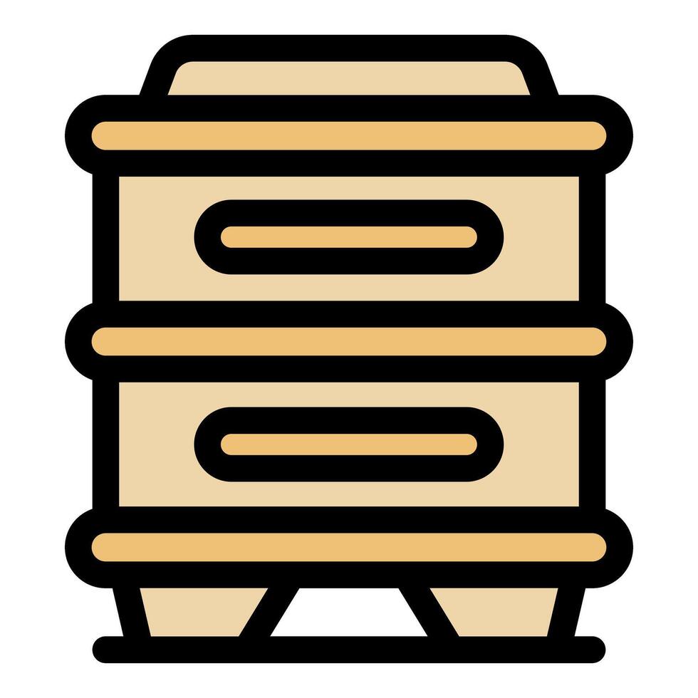 Wooden beehive standing on support legs for honey production vector
