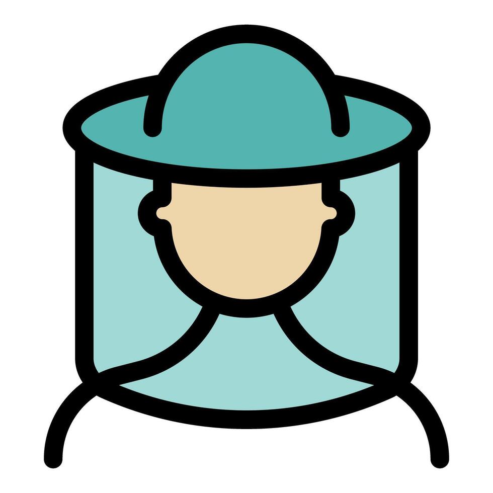 Beekeeper wearing protective hat and face shield vector