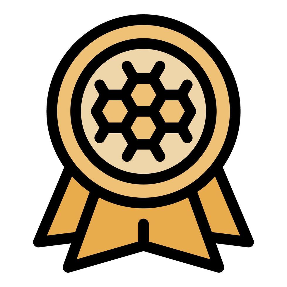 Award ribbon showing honeycomb pattern representing quality honey products vector