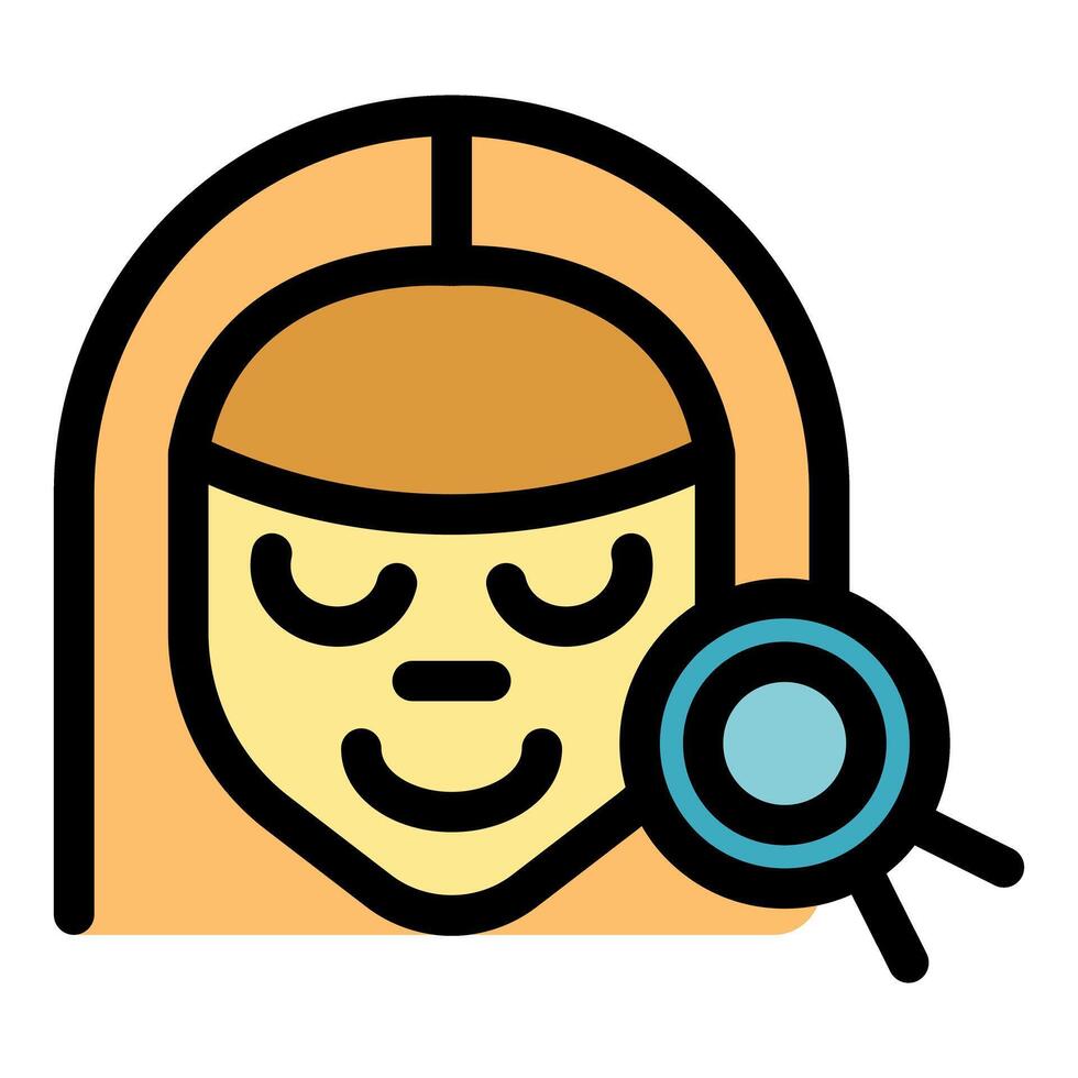 Woman undergoing facial skin analysis with high tech device for skincare routine vector