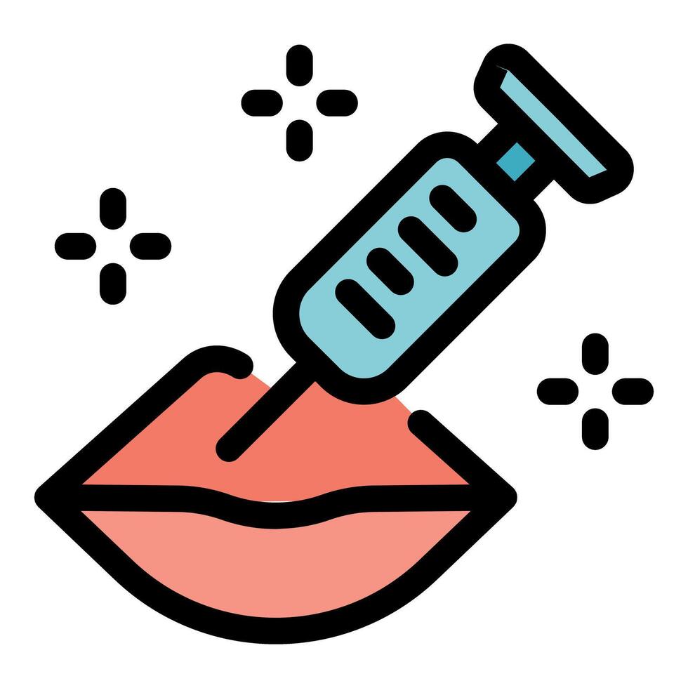 Syringe injecting lip filler for cosmetic enhancement vector