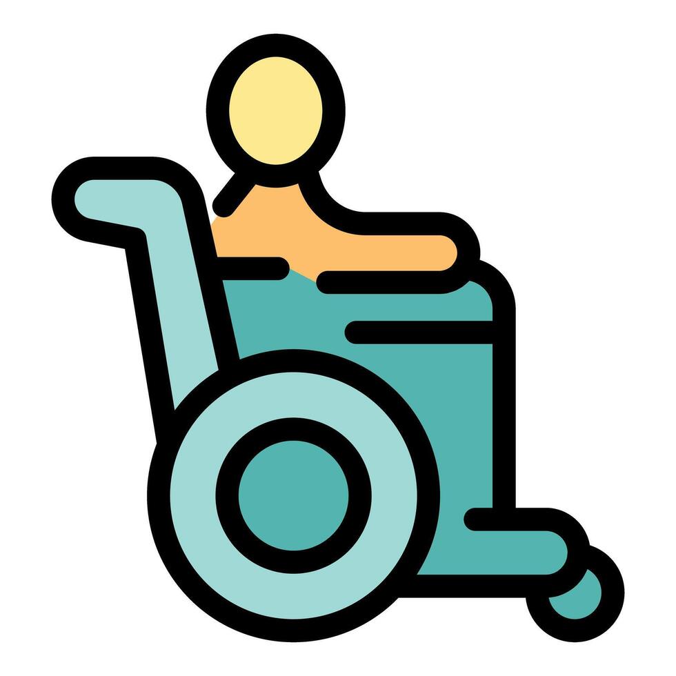 Patient sitting in wheelchair recovering from injury vector