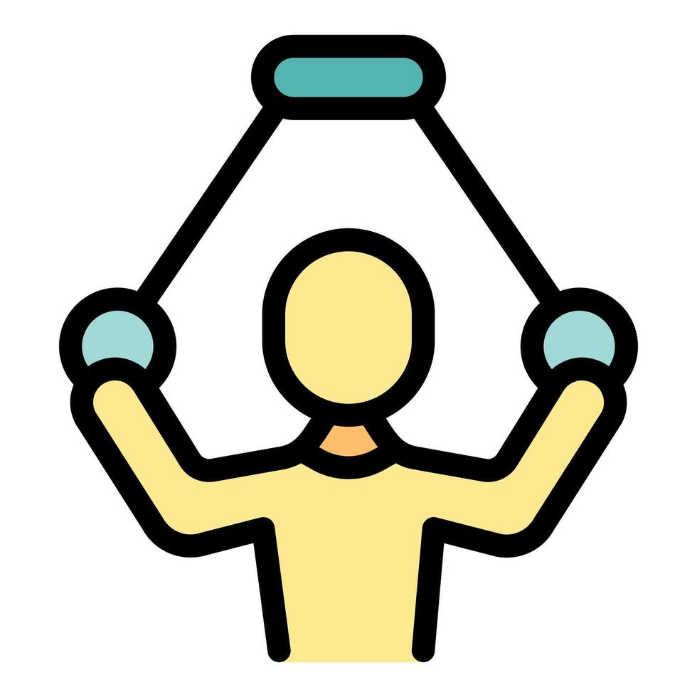 Puppeteer is controlling marionette with strings and handles, puppet show performance vector