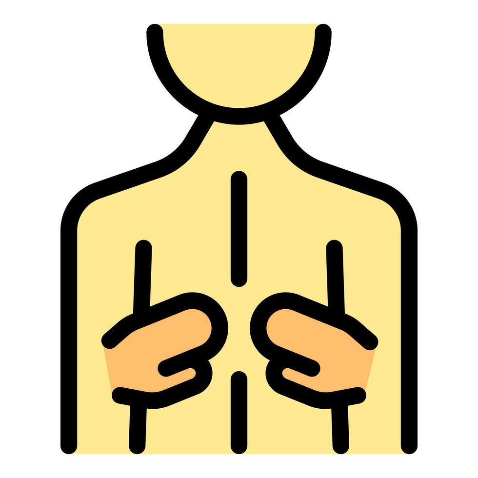 Patient holding chest experiencing severe pain, possible heart attack or angina pectoris vector