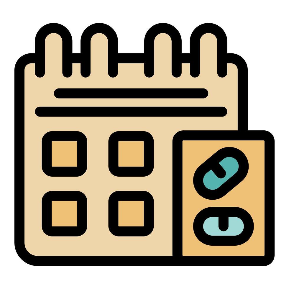 Calendar and pills representing scheduled medication and healthcare vector