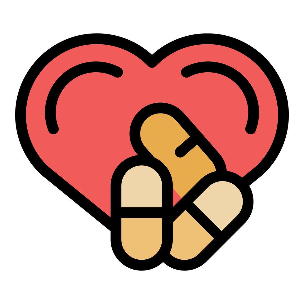 Heart and pills promoting cardiovascular health and medical treatment vector